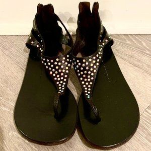 Giuseppe Zanotti Flat Black Embellished Sandals